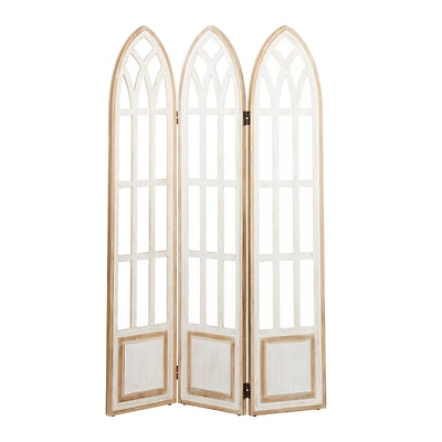 White Wood Farmhouse Room Divider Screen, 72" x 48" x 2"