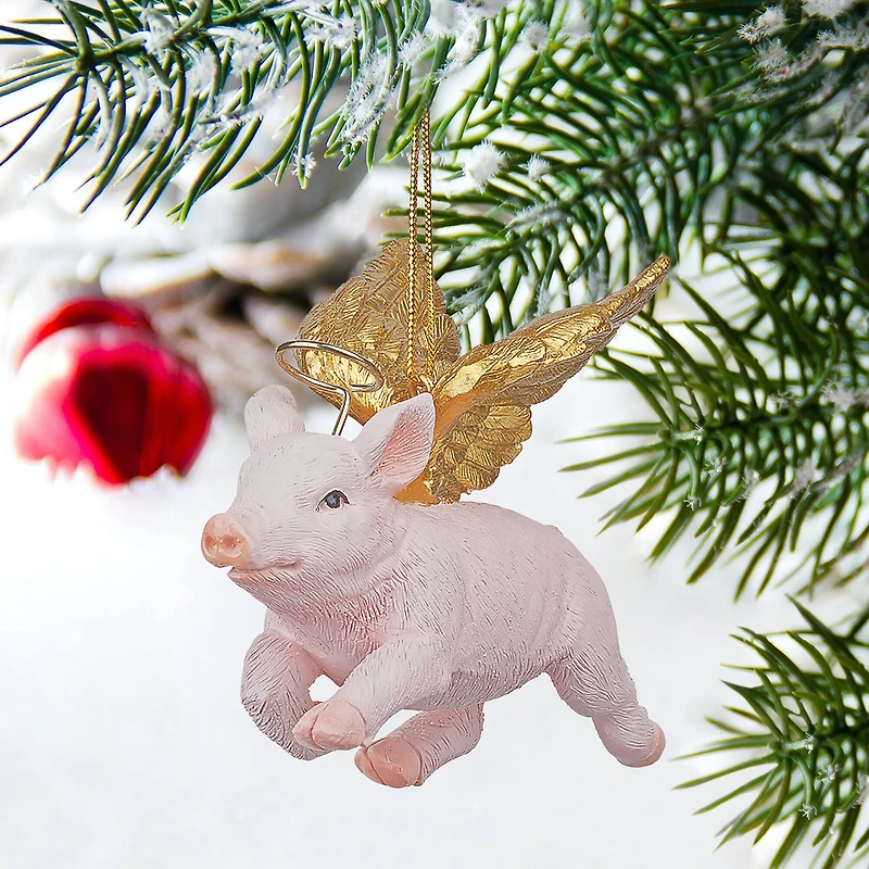 Design Toscano Hog Heaven Flying Pig Angel Holiday Ornament