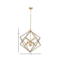 30" Gold Iron Modern Caged Chandelier