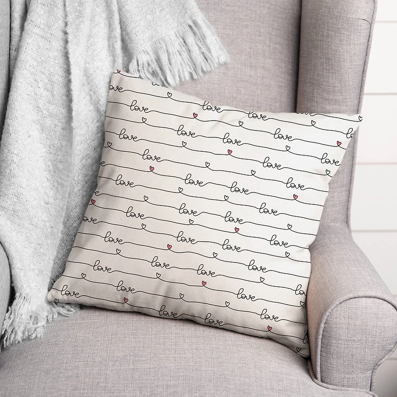 Love Script Pattern Throw Pillow