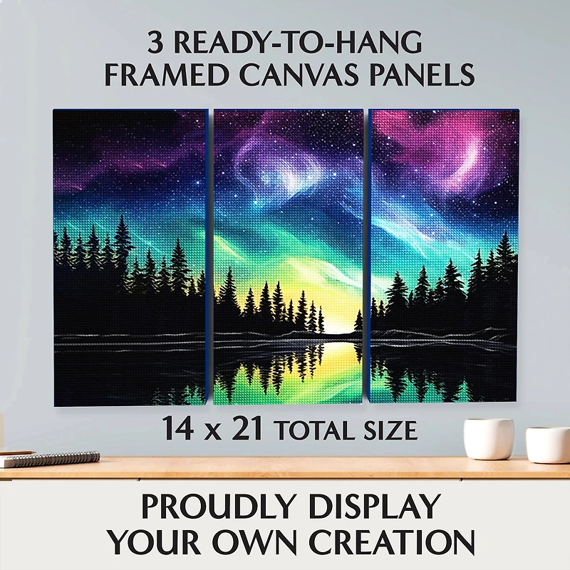 ArtSkills® Brilliant Art Northern Lights Triptych Stretched Canvas Diamond Painting Kit