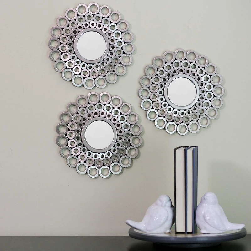 9.5" Silver Cascading Orbs Mirror Set