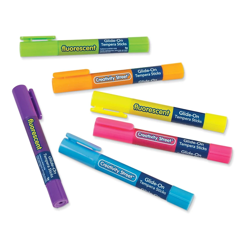 Creativity Street® Fluorescent Glide-On Tempera Paint Sticks, 3 Packs of 6