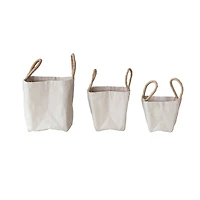 Hello Honey® Natural Cotton Canvas Containers with Braided Raffia Handles, 3ct.