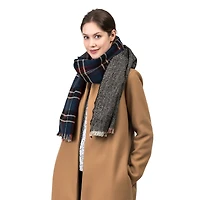 Glitzhome® 75" Plaid Reversible Scarf with Fringe