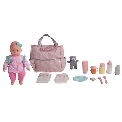 Dream Collection 14" Baby Doll With Diaper Bag Set
