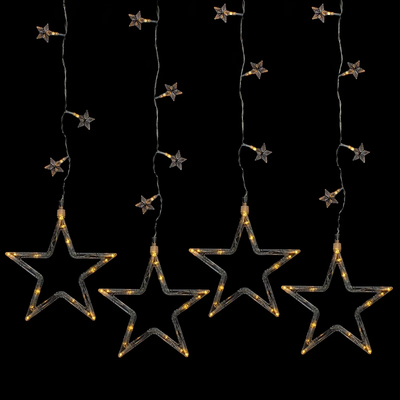 100ct. Clear LED Star Silhouette Window Curtain Lights