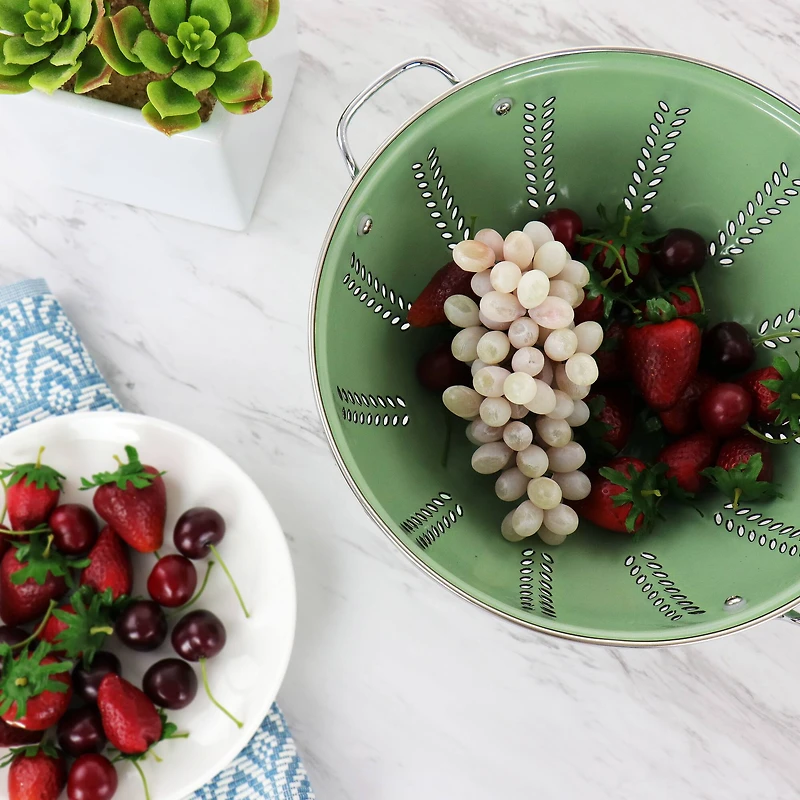 Gibson Home Plaza Cafe Green 4 Quart Enamel Colander