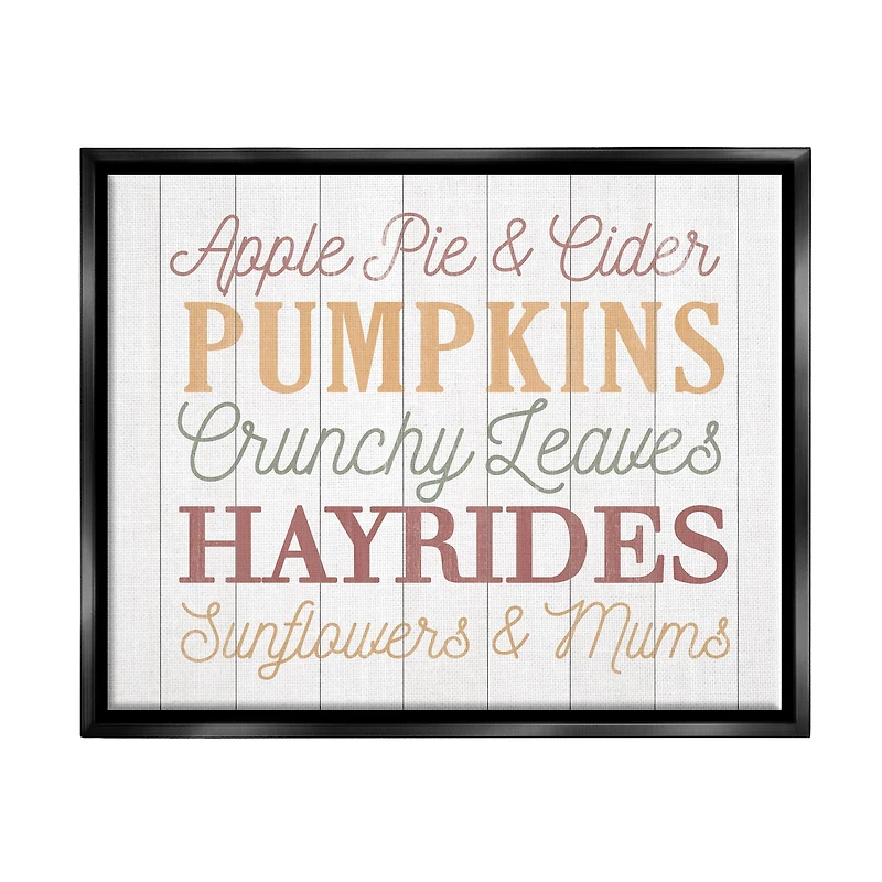 Stupell Industries Autumnal Fun Activities List Framed Floater Canvas Wall Art