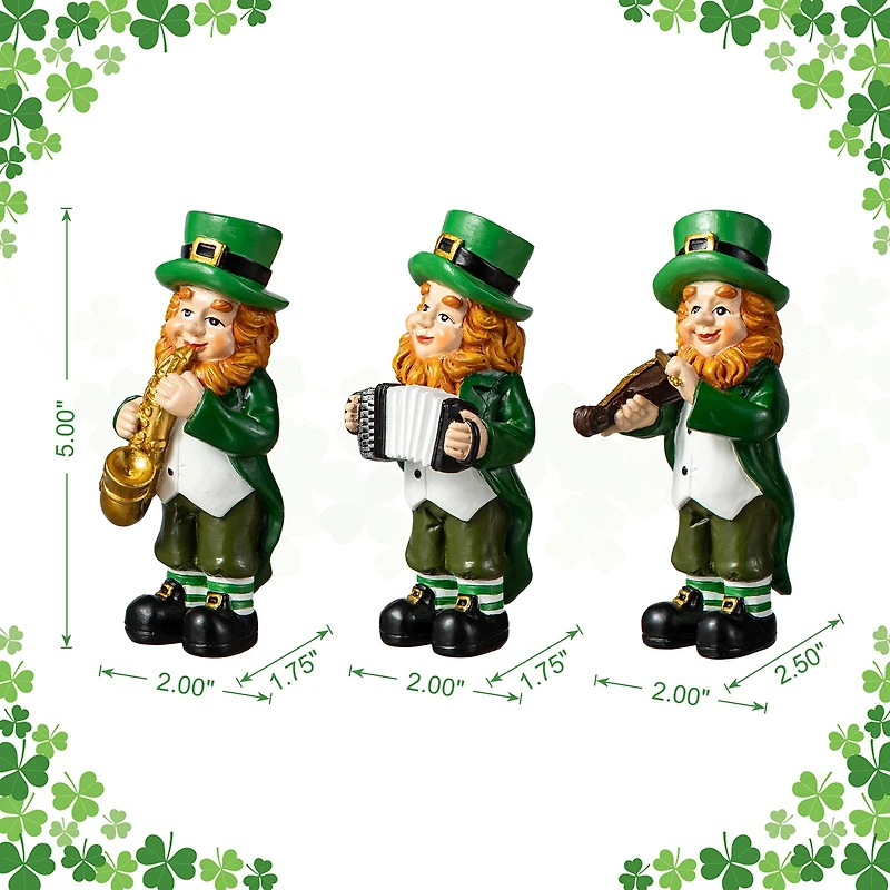 Glitzhome® 5" St. Patrick's Leprechaun Musicians Table Décor Set