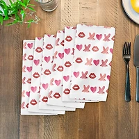 Lipstick XO Pattern 10" x 10" Cotton Twill Napkin