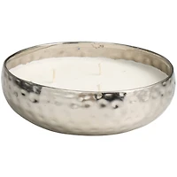 20oz. White Sage Scented White 3 Wick Candle in Hammered Silver Bowl