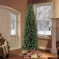 7.5ft Pre-Lit Northern Fir Pencil Artificial Christmas Tree, Clear Lights