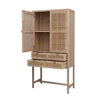 Hello Honey® 6ft. Natural Woven Cane & Wood Cabinet