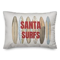 Santa Surfs Throw Pillow