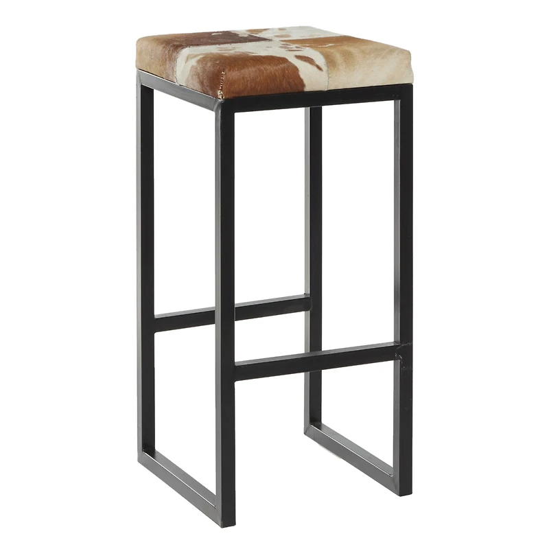 Brown Iron Industrial Stool, 29" x 14" x 14"