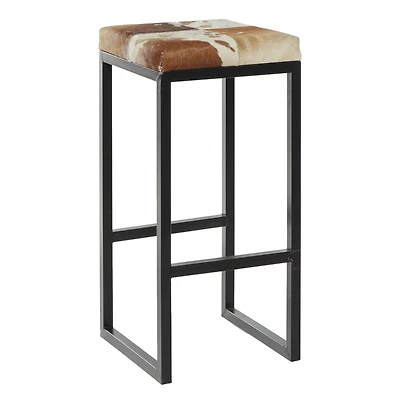 Brown Iron Industrial Stool, 29" x 14" x 14"