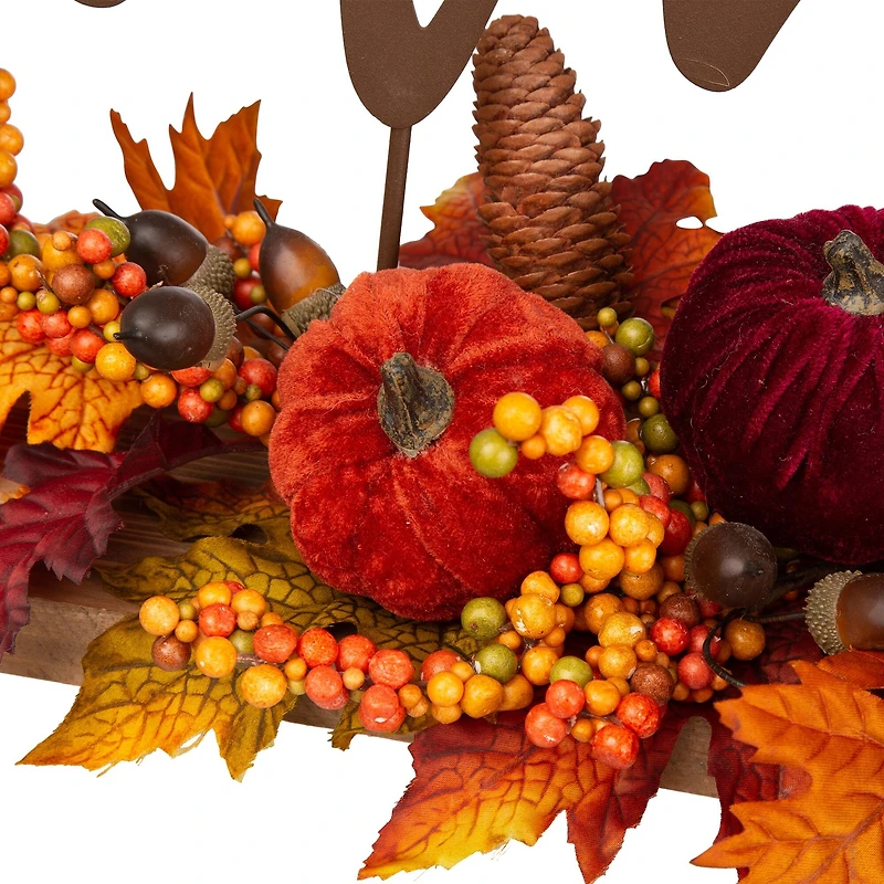 24" GlitzHome® Thankful Floral Tabletop Sign