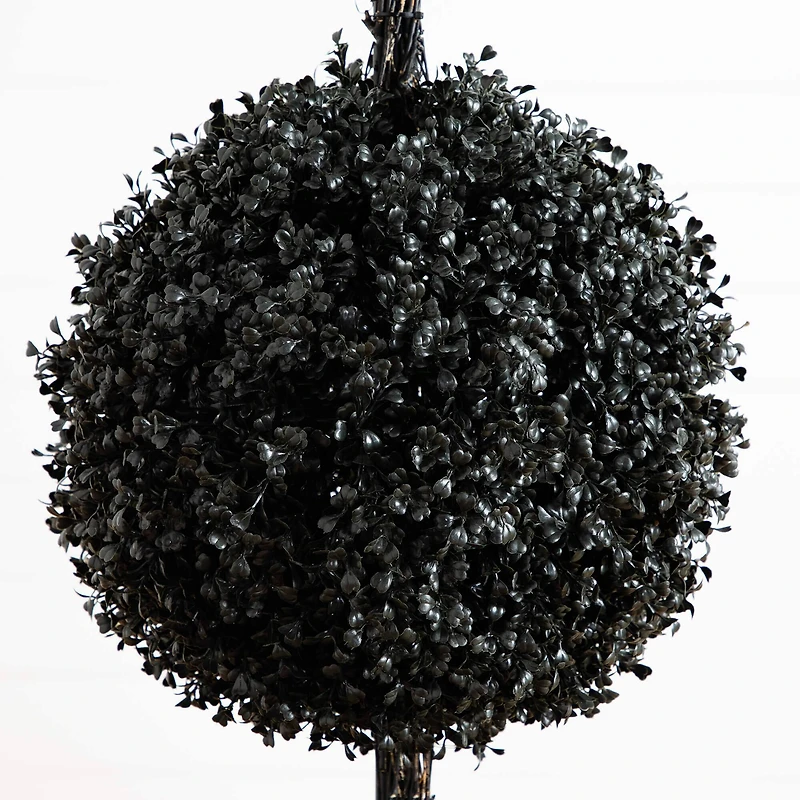 5ft. UV Resistant Artificial Halloween Black Triple Ball Boxwood Topiary (Indoor/Outdoor)