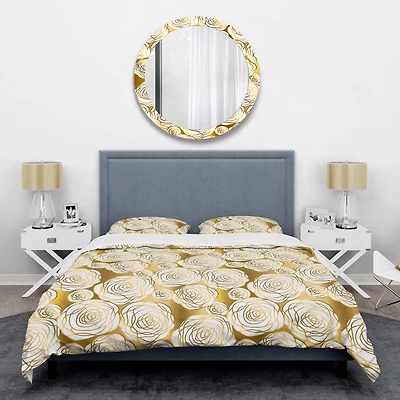 Designart 'Golden Floral III' Mid-Century Duvet Cover Set