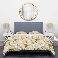 Designart 'Golden Floral III' Mid-Century Duvet Cover Set