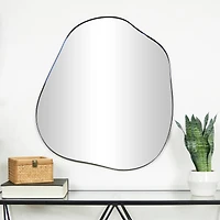 CosmoLiving by Cosmopolitan 31" x 28" Black Metal Abstract Wavy Wall Mirror