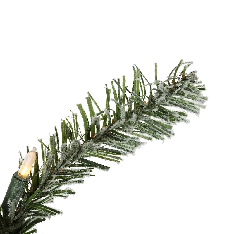 60" Pre-Lit Flocked Kiana Artificial Christmas Wreath, Warm White Dura-Lit® LED Mini Lights