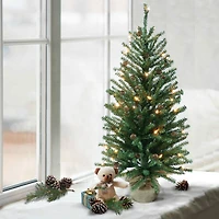 6 Pack: 4ft. Pre-Lit Fir Artificial Christmas Tree in Burlap Base, Clear Lights