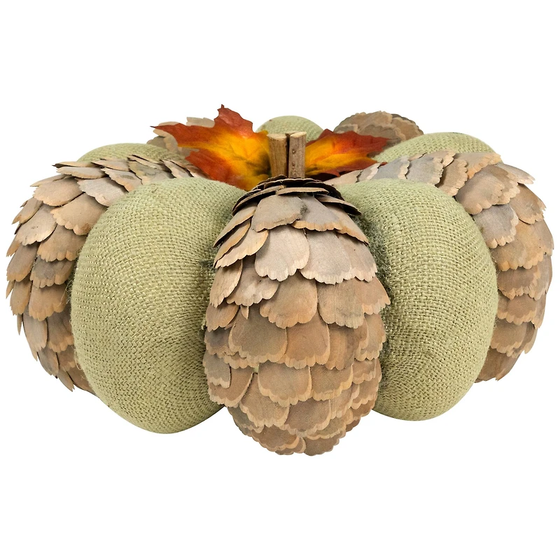 10" Green & Brown Autumn Harvest Tabletop Pumpkin