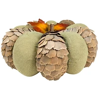 10" Green & Brown Autumn Harvest Tabletop Pumpkin