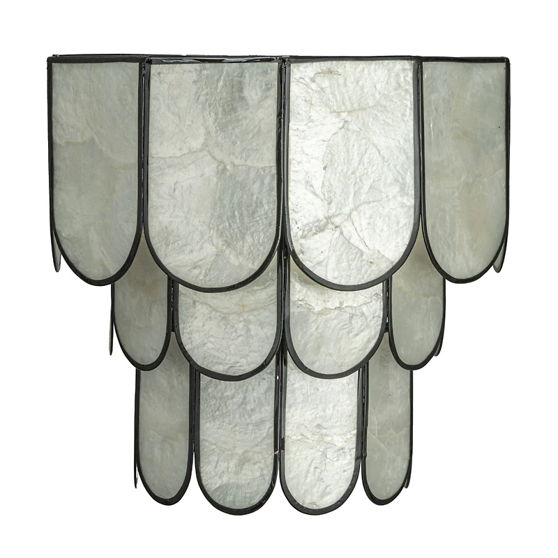 Hello Honey® Black Finish Laminated Capiz Tiered Wall Sconce