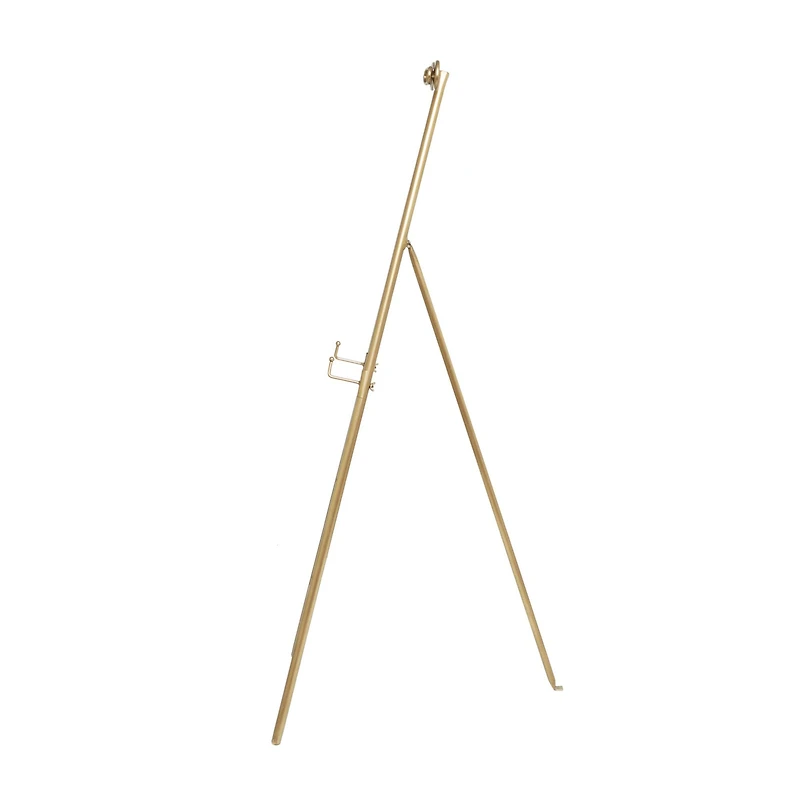 Gold Metal Tall Adjustable Floor Easel with Bow Top