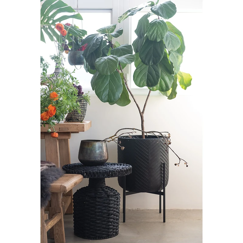Hello Honey® 25.5" Black Metal Planter with Stand