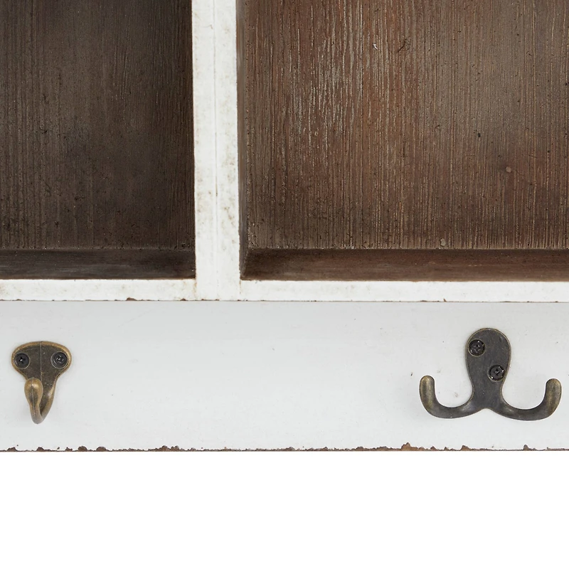 White MDF Modern Farmhouse Wall Shelf, 19" x 33" x 5"