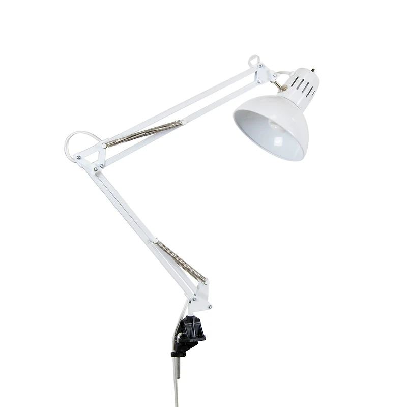 Studio Designs White Metal Swing Arm Clamp Lamp