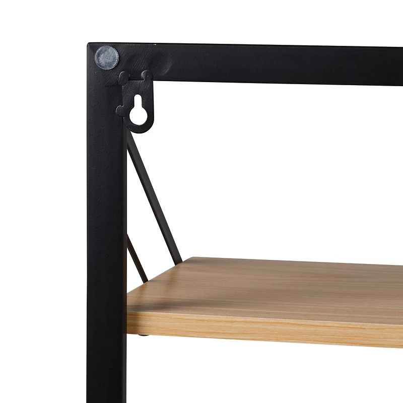 Honey Can Do Black & Maple Collapsible Wall-Mounted Hamper with Laundry Bag & Shelf