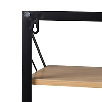 Honey Can Do Black & Maple Collapsible Wall-Mounted Hamper with Laundry Bag & Shelf