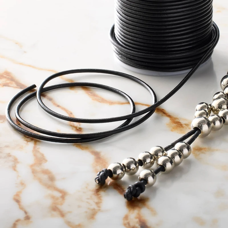 2mm Black Round Leather Cord by Bead Landing™, 25yd.