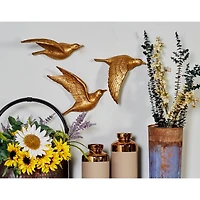 Gold Polystone Coastal Birds Wall Decor Set