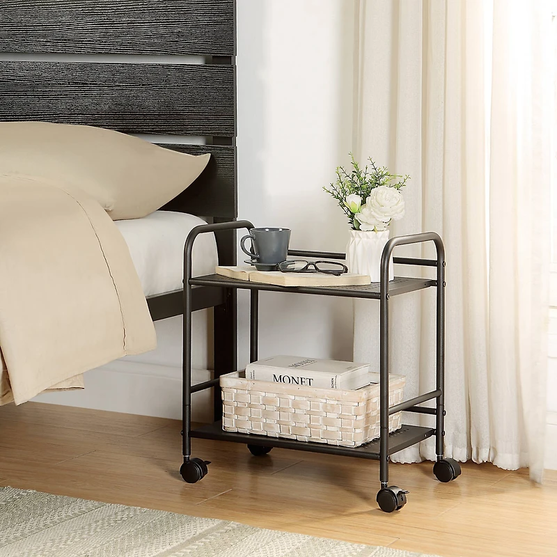 SunnyPoint 2-Tier Metal Rolling Utility Cart