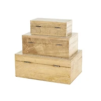 Brown & Whitewashed Scroll Storage Box Set