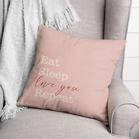 Eat Sleep Love Throw Pillow, 18" x 18"
