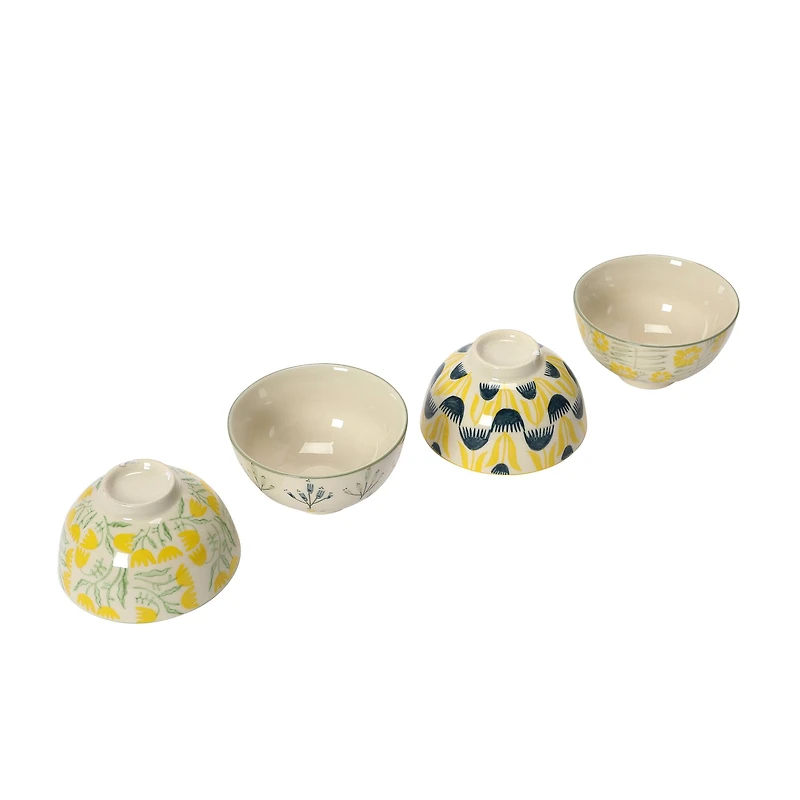 Hello Honey® Flower Design Hand Stamped Stoneware Bowl Set