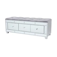 Grey Wood Glam Bench, 47" x 16" x 18"
