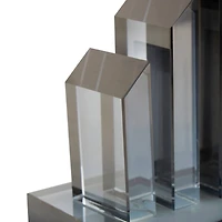 6" Silver Crystal Geometric Pyramid Bookends Set