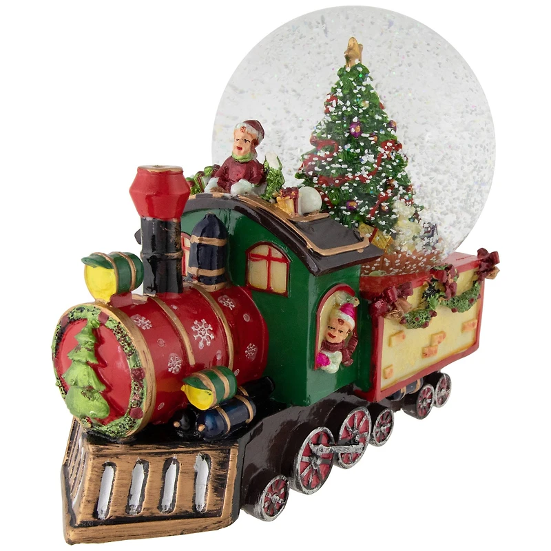 Elf Train Musical Christmas Snow Globe - 8"