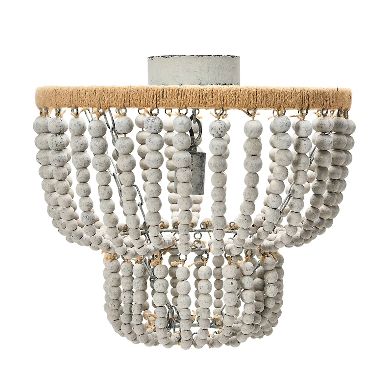Hello Honey® Gray Wood Bead & Metal Semi-Flush Light