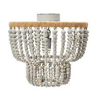 Hello Honey® Gray Wood Bead & Metal Semi-Flush Light