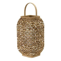 21.5" Wicker & Glass Lantern
