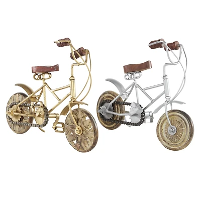Gold and Silver Metal Vintage Bicycle Sculpture Set